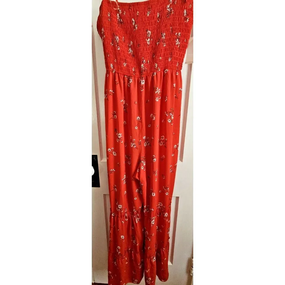 NWT INSPRIED HEARTS Romper spaghetti strap smocked bodice wide tiered legs Sz XL